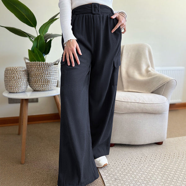 Loose Solid Color Corduroy Wide-leg Pants - Trend Nova