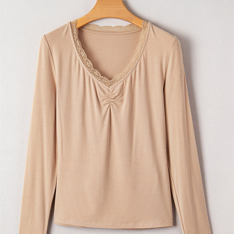 Trim Long Sleeve Casual Top