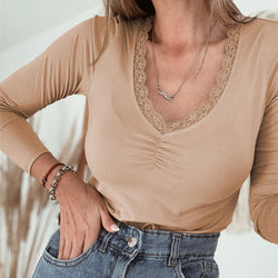 Trim Long Sleeve Casual Top