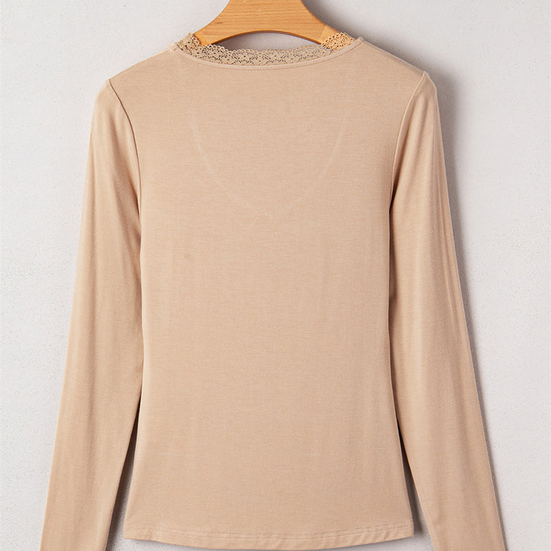 Trim Long Sleeve Casual Top