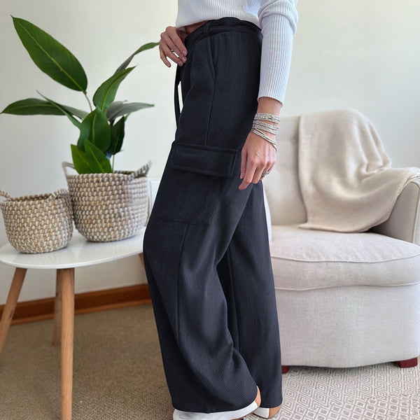 Loose Solid Color Corduroy Wide-leg Pants - Trend Nova