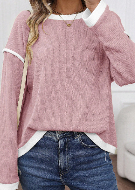 Trim Knit Drop Shoulder Loose Top